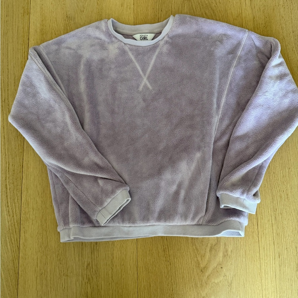 Athleta Girl Soft Purple Fleece Crewneck Sweatshirt